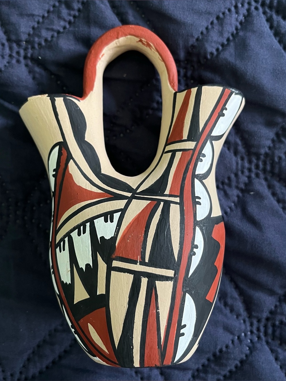 Native American Hand Made Wedding Vase Jemez Pottery Signed 12 Inches